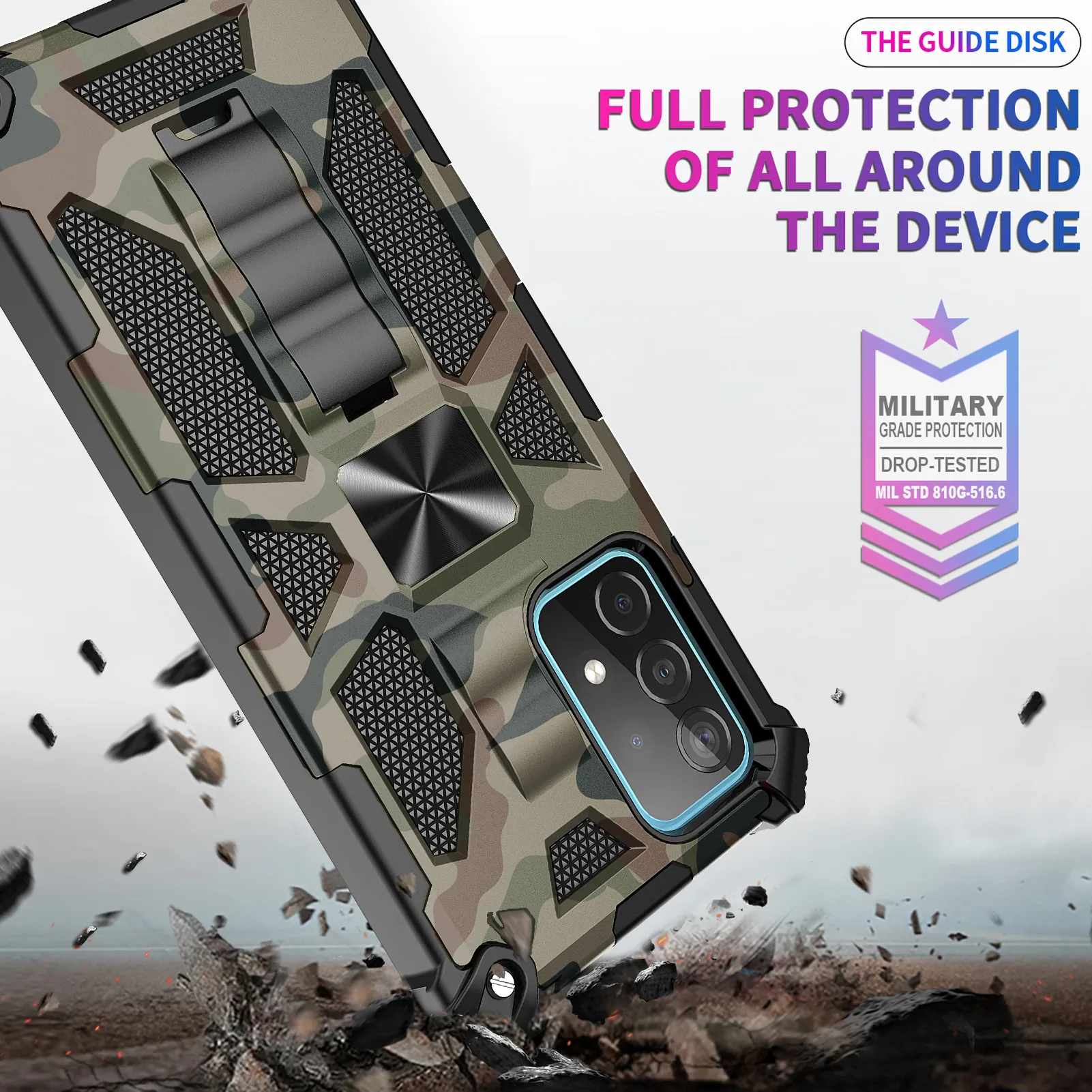 För Samsung Galaxy A12 A22 A32 A42 A52 A72 A82 5G A51 A71 A03S M51 CASE CAMOUFLAGE PANSLIGT MAGNETISK MAGNETSKAPBACK9223450