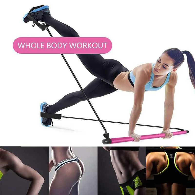 Barra portatile da yoga pilates con fascia di resistenza Home Gym Tonificazione muscolare Bar Fitness Stretching Sport Allenamento il corpo Esercizio H1026