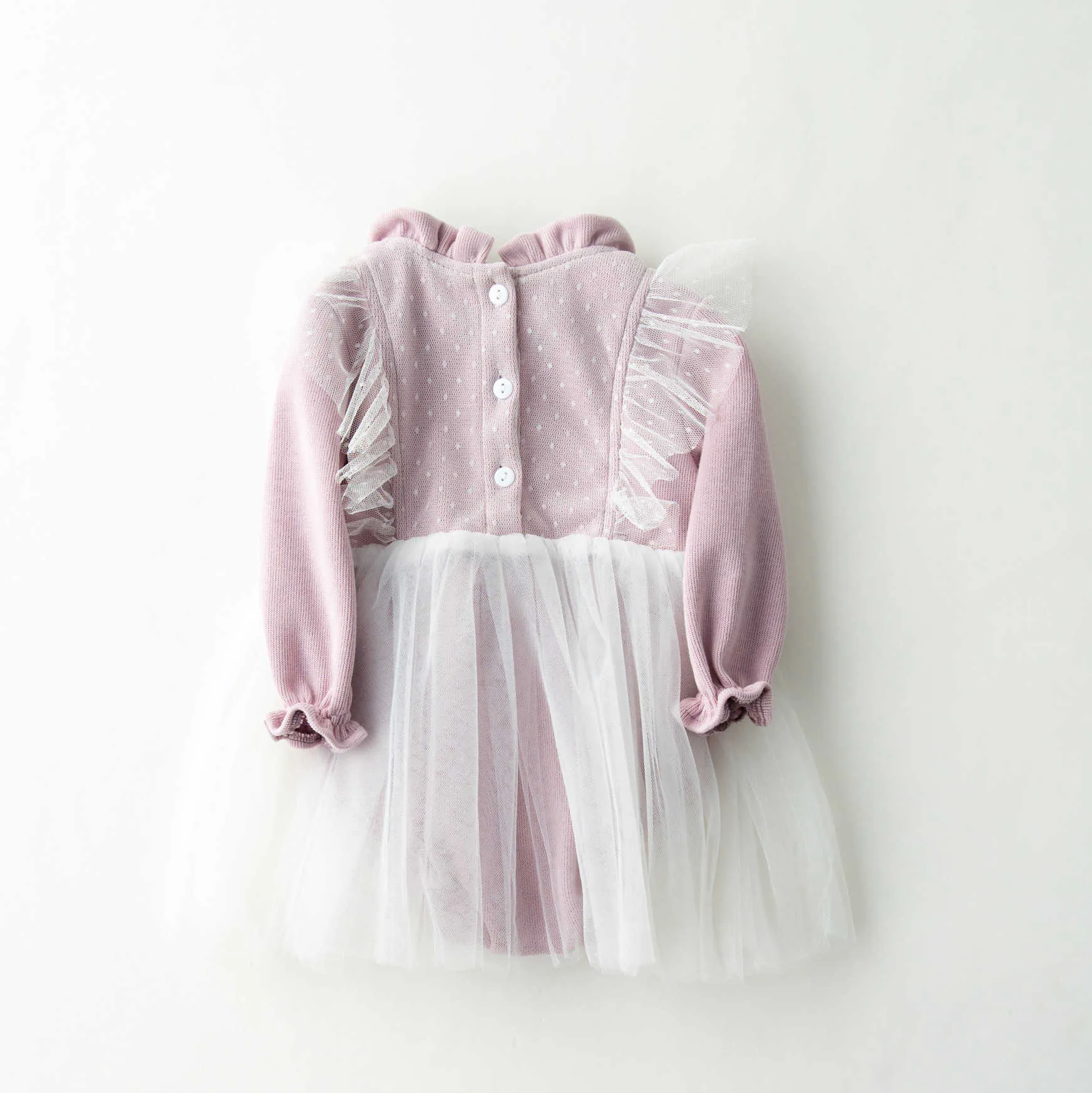 Born Baby Girls Princess Fall Winter Romper Onesie Klänning Fairy Tulle Cotton Toddler Kläder 0-18months 210529