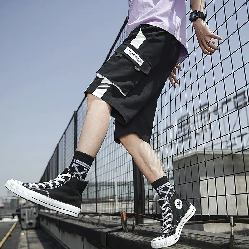 Mens Cargo Shorts Summer Sport Hip Hop Sweatpants With Pockets Three Quarter For Loose Walk 220301