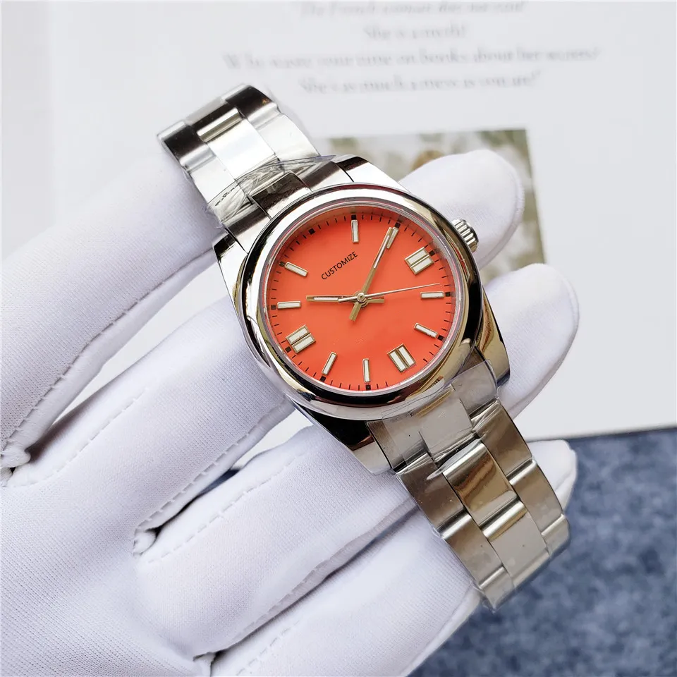 Classic New Mulheres Mulheres Inoxidável Quartzo Relógios Lady Minimalista Geométrico Esporte de Pulso de Pulso de Pulso de Pulso Laranja 31mm