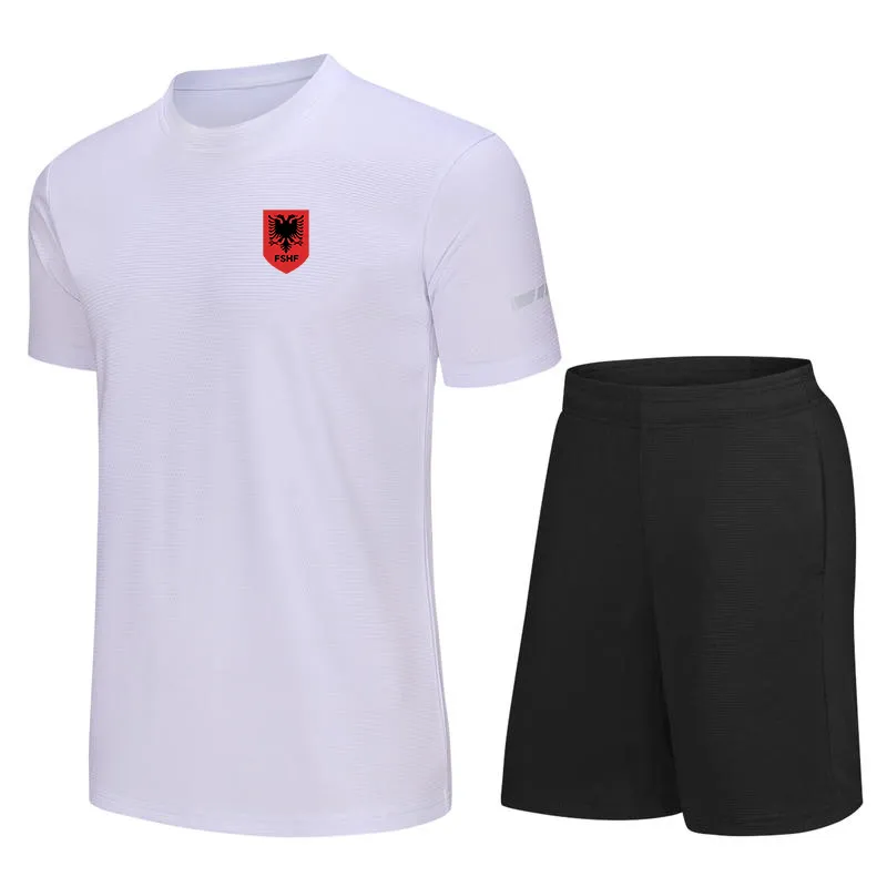 Albanië Voetbaltrainingstrainingspakken voor heren, sneldrogend voetbalshirt met korte mouwen, aangepast logo buiten T-shirts2944