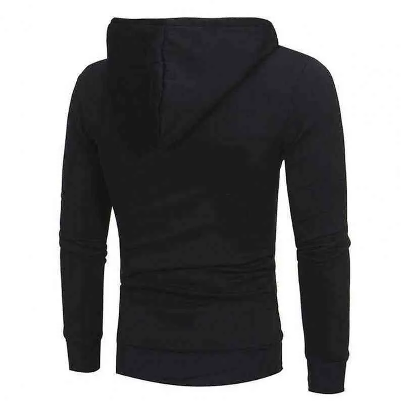 Automne Hommes Sweat à capuche Couleurs contrastées Cardigan Slim Oblique Zipper Fly Manteau d'hiver pour le travail Sweats à capuche Hommes Vêtements Y1213