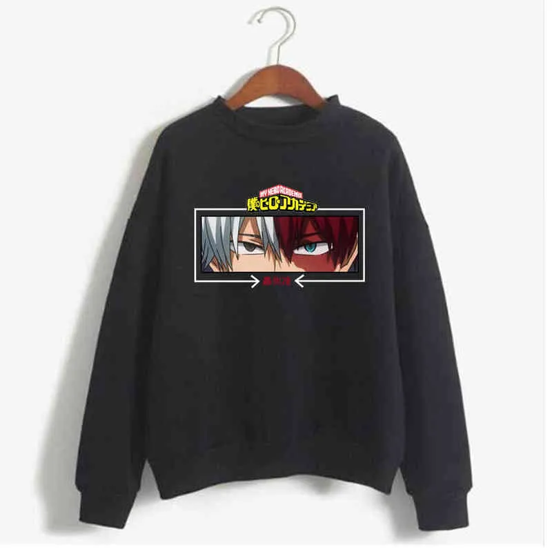 Min hjälte Academia Unisex Sweatshirt Japansk Anime Shoto Todoroki Ögon Tryckta Mäns Streetwear H1227