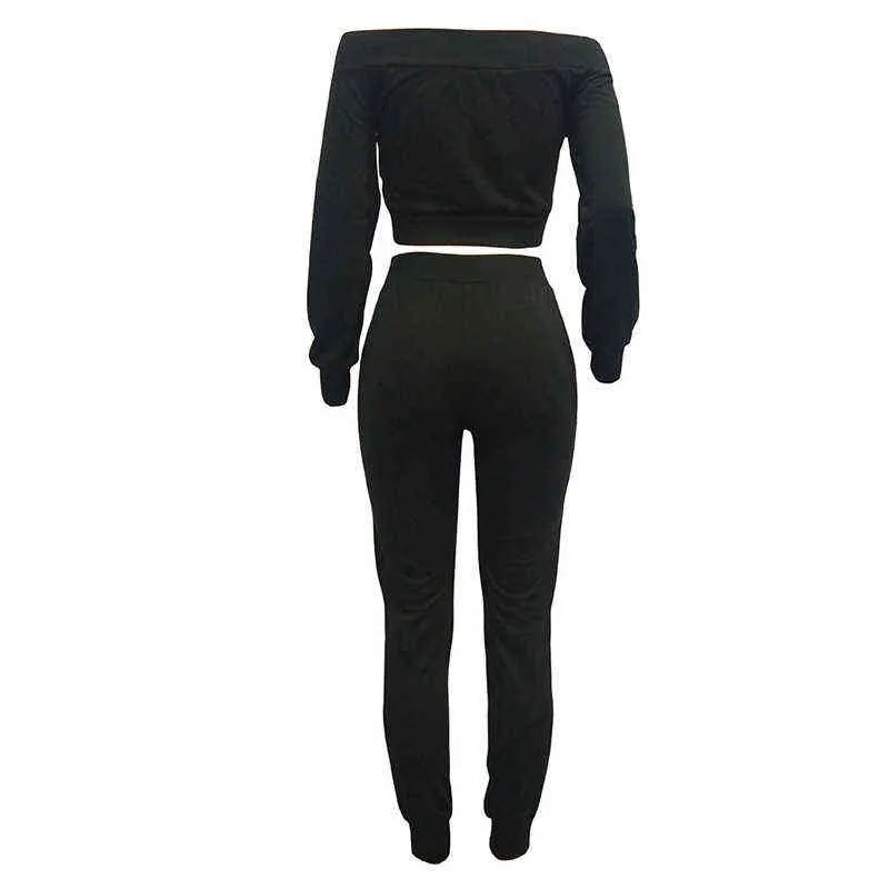 Femmes Costume Outfit 2 Deux Pièces Ensemble Crop Top Legging Pantalon De Survêtement Ensemble Casual Crop À Capuche Ensemble Femme Sweat Pantalon Survêtement Y211115