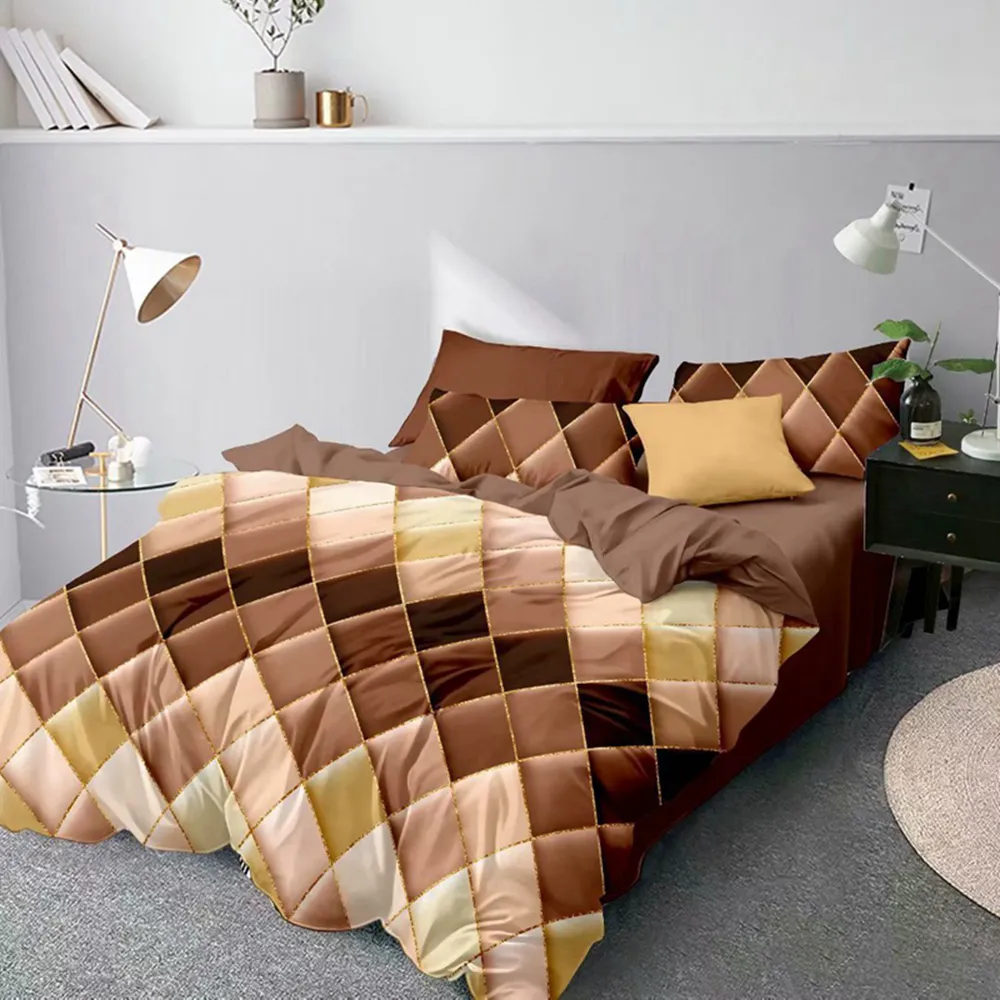 Copripiumino scozzese dorato nordico Set di biancheria da letto geometrica 240x220 Singola doppia Queen King Copripiumino semplice Federa Biancheria da letto