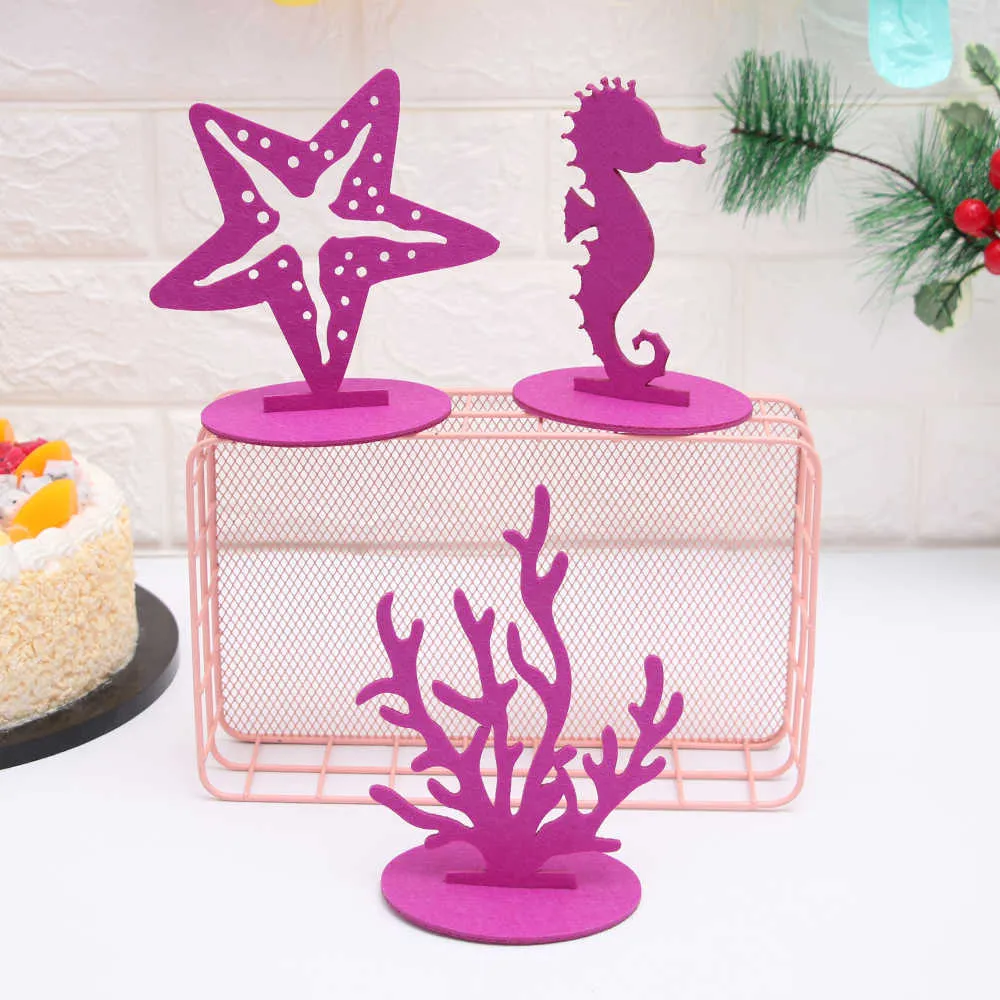 sjöjungfru party coral seaweed seahorse diy filt dekor bord skrivbord prydnad barn födelsedagsfest baby shower leveranser h0910