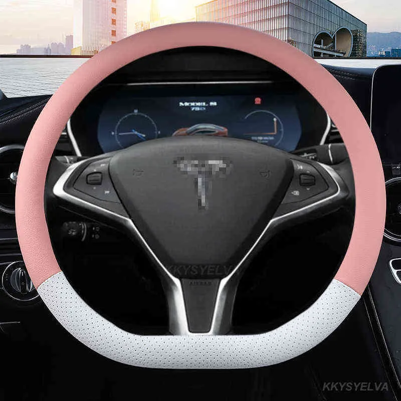 Microfiber Leather Car Steering Wheel Cover 38cm for Tesla All Models 3 S Y X Auto Interior Accessories styling Y1129334x