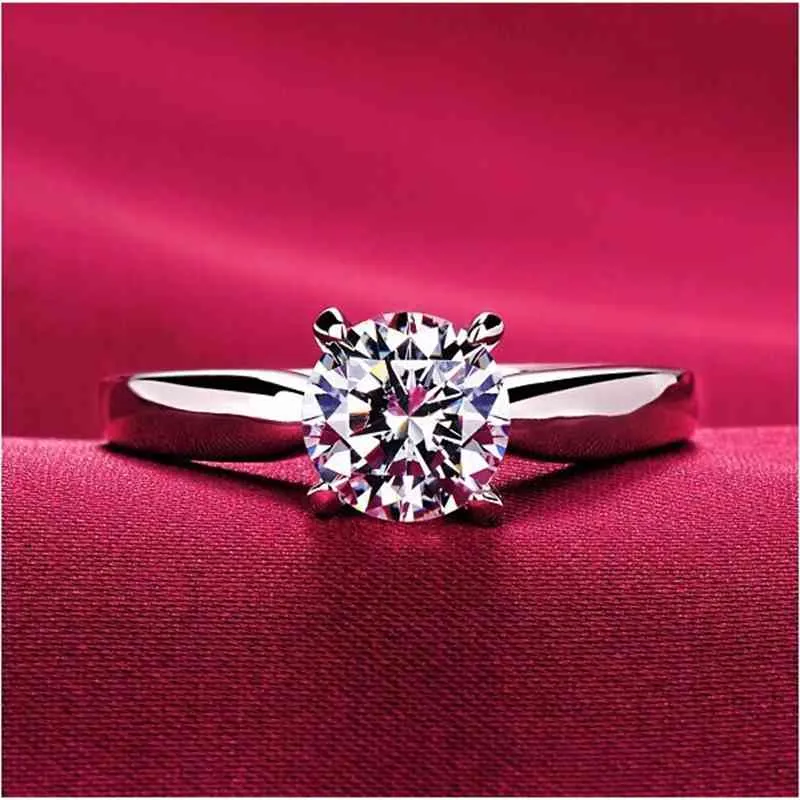18K Classic 1.2CT Белые позолоты Большие CZ Diamond Rings Top Digit 4 Prong Bridal Обручальное кольцо для женщин