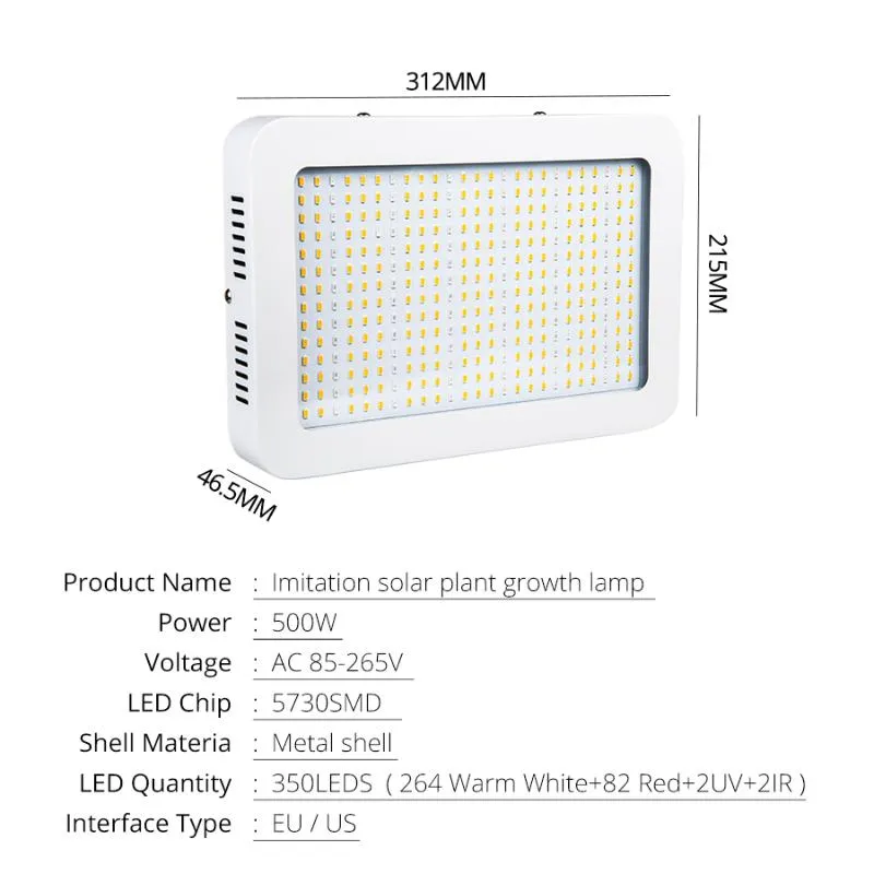 Full Spectrum LED Grow Light Phyto Lamp Red Blue UV IR Chip 350LEDS Diode 500W Tält Box Inomhus Plant Flower Growth Lights253J