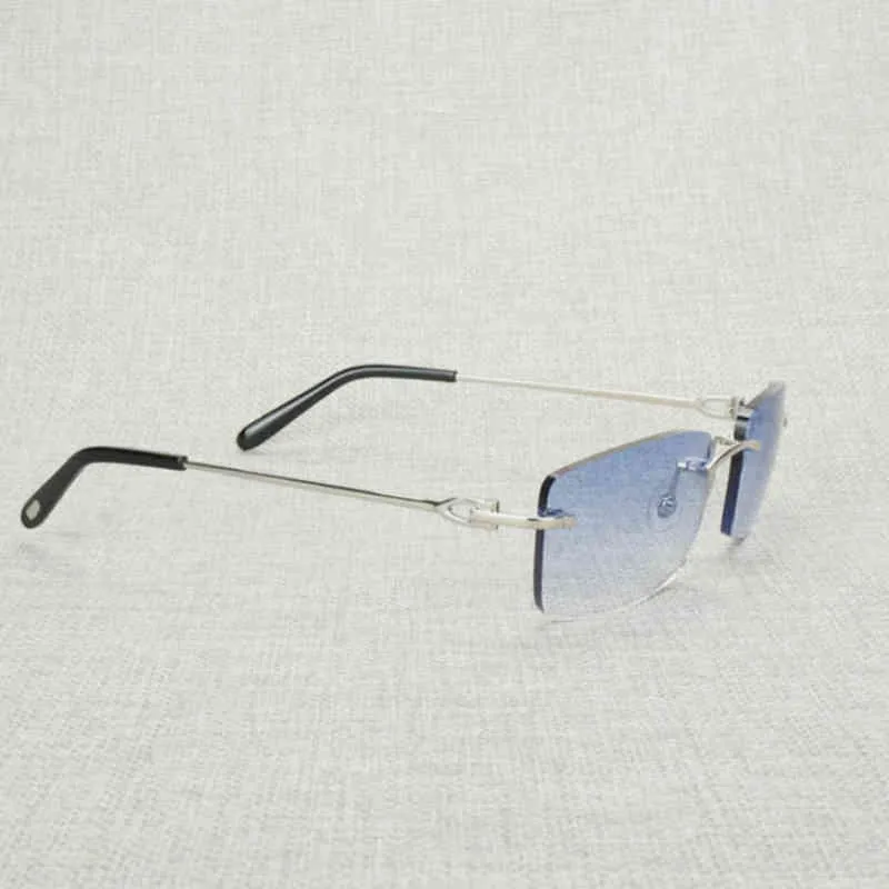 Nouveau 20% de réduction sur les lunettes de soleil designer de luxe Vintage Men de carrés sans bordure ovale verres transparentes encadrer les lunettes de lune