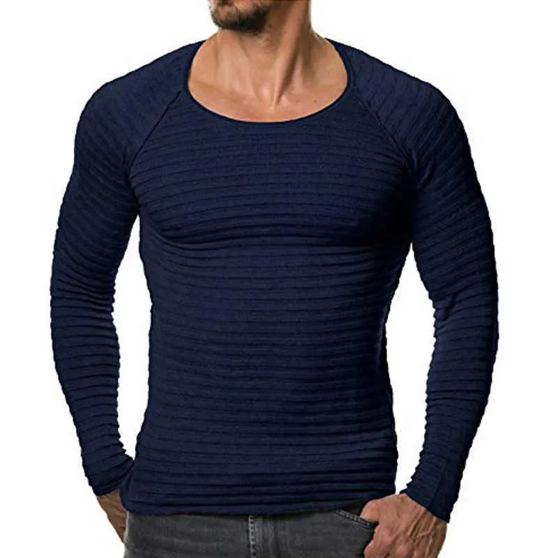 Heren truien herfst winter gebreide trui mannen lange mouw gestreepte truien solide slim fit mannen pullover Suiner Hombre 2111006