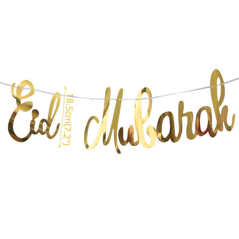 Glitter eid Mubarak Letter Banner Black Gold Eid Mubarak Carta Garland Decorazione Ramadan Decorazione musulmana Eid Party Supplies Y0730