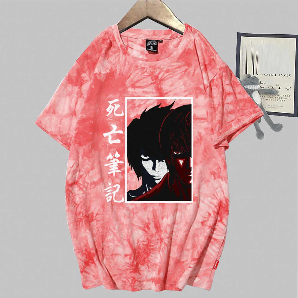 Homme Death Note Anime Mode Manches Courtes Col Rond Tie Dye T-shirt Y0809