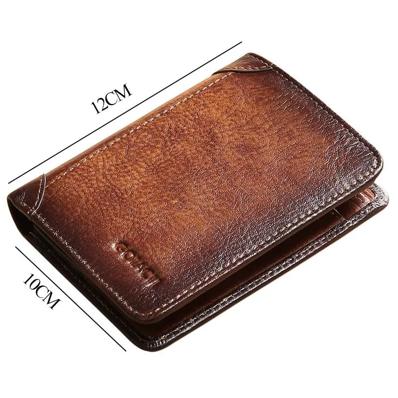 LUUFAN RETRO-Stil Männer Brieftasche echtes Leder für Männer RFID Anti-Diebstahl Kartenhalter Geldbeutel Tri-fach große Kapazitätsbrieftaschen269y
