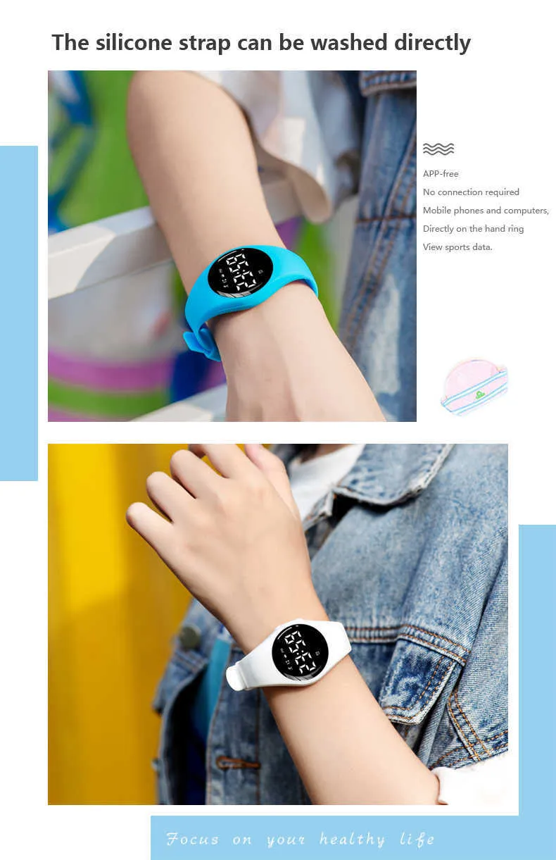 Partysu Style Fashion stampato cinturino orologio multifunzionale impermeabile grande schermo LED contapassi orologi da uomo Relogio Masculino G1022