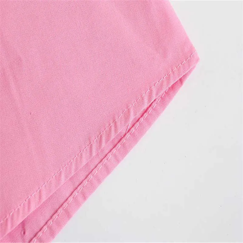 ZA Pink Mini Shirt Jurk Vrouwen Elegante Lange Mouw Elastische Taille Office Laay Summer Jurk Vrouw Mode Poplin Jurken 210602