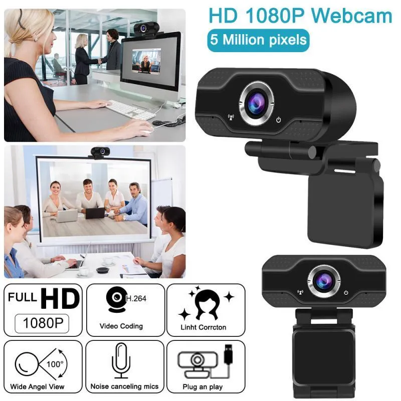 1080P HD Webcam Mini ordinateur PC WebCamera avec Microphone caméra rotative prise USB Web Cam ordinateur portable de bureau
