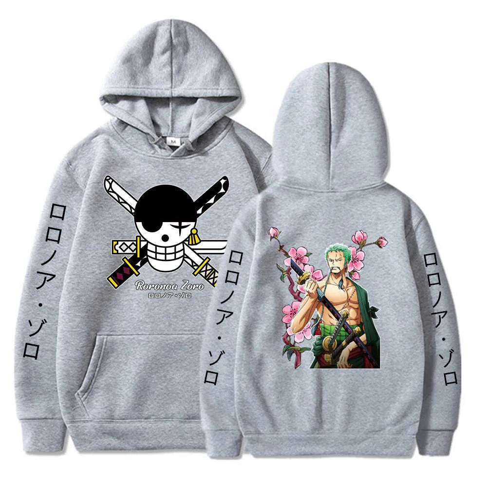 Rolig anime One Piece Hoodies Män Kvinnor Långärmad Sweatshirt Hoodie Toppar Kläder Harajuku Fashion H0910