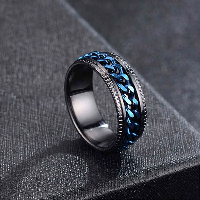Мода прохладный из нержавеющей стали вращающееся мужское кольцо Высокое качество Спиннерская цепь Панк Женщины для партийных ювелирных аксессуаров JZ576 G1125