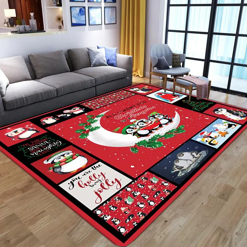Teppiche, Motiv: Frohe Weihnachten, Geschenk, rutschfest, für Wohnzimmer, bedruckt, große Teppiche, Schlafzimmer, Nachttisch, Erkerfenster, Dekor, Zuhause, Sofa, Fußmatten238s