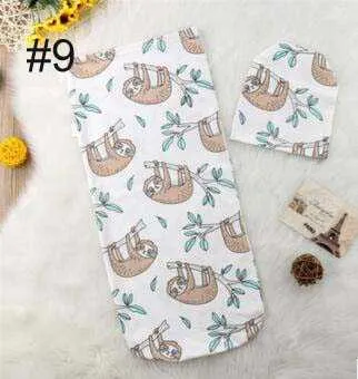 Baby slaapzak hoed schattige stijl swaddles cartoon dinosaurus bloemen bedrukt kind baby gewikkeld4143757