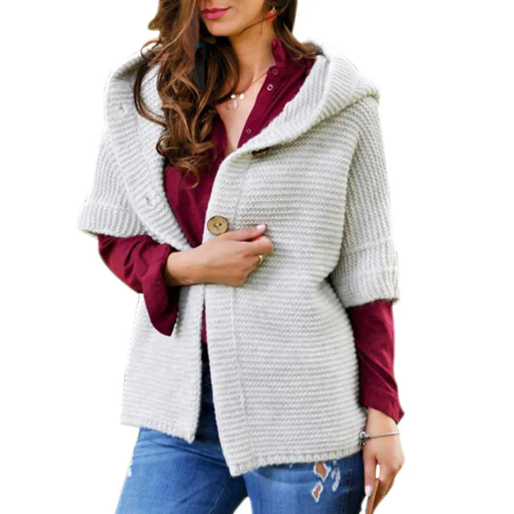 Maglione cardigan con cappuccio lavorato a maglia da donna Inverno Autunno rosa verde Caldo allentato Capispalla Maglieria Cappotto pull femme nouveaute 210604