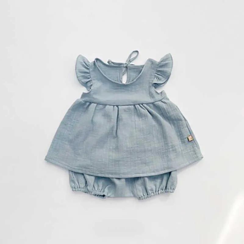 Urso líder nascido bebê sólido vestuário casual conjuntos verão toddler cute babados top e shorts outfits meninos menina roupas fatos 210708