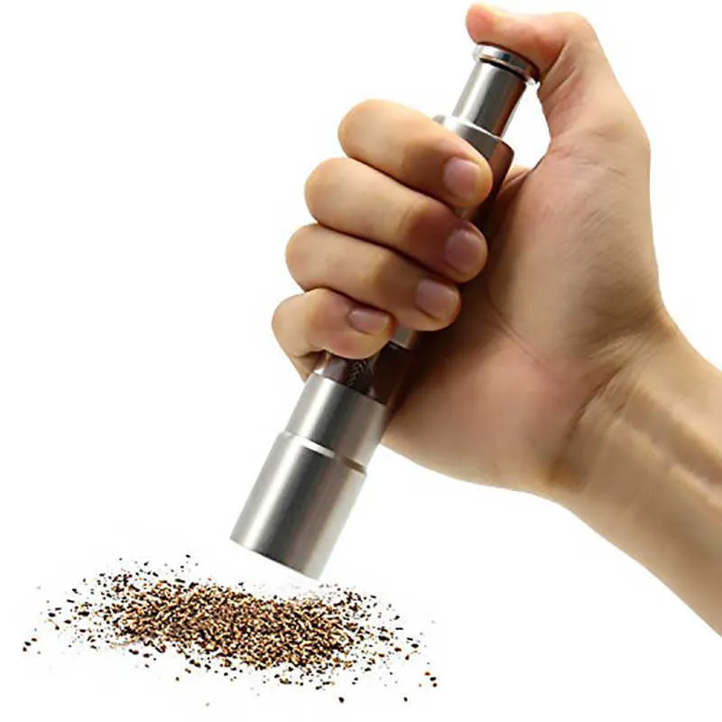 Leeseph Pepper Grinder, Stainless steel manual hand thumb press grinder mills for fresh seasoning 210611