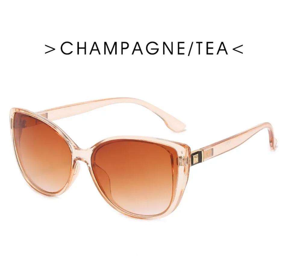 Fashion dames Luxury Brand Design Sports décontractés Cat Eye Metal Sunglasses Summer Candy Color Léopard Imprimé extérieur Polarisé Gradi6413550