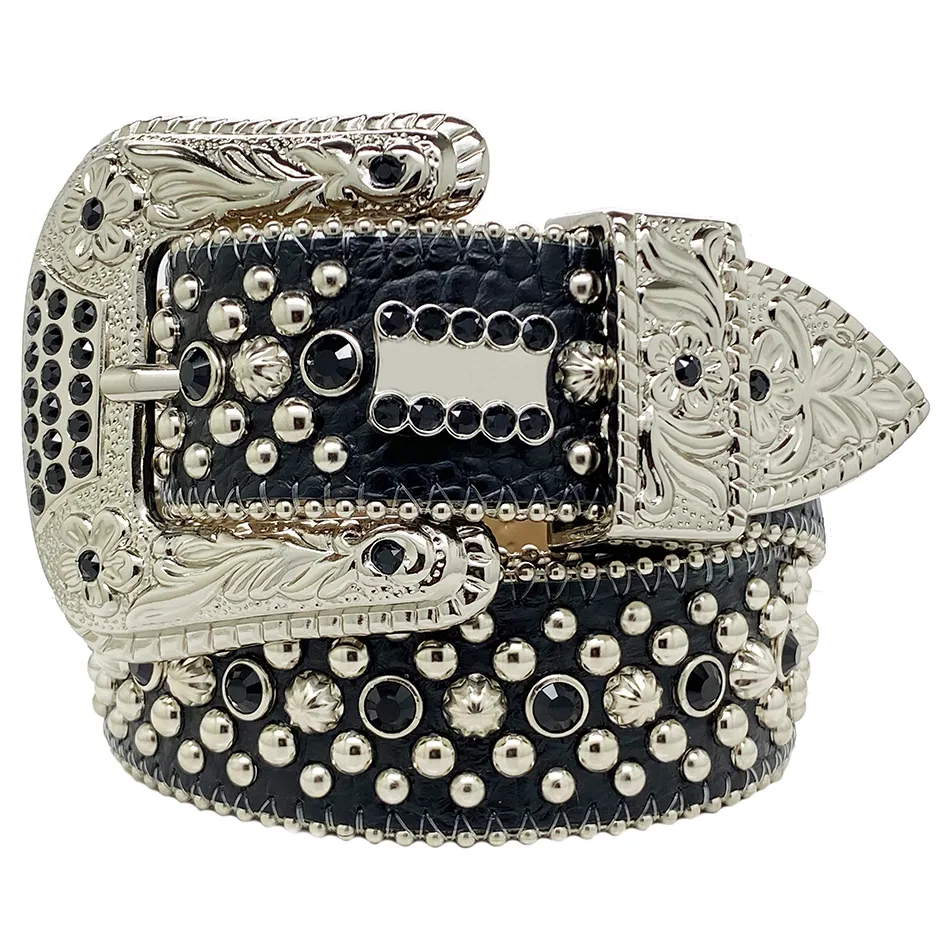 Fashion Western BB Siimon Pasek Rhinestone dla mężczyzn inkrustowany Big Bling Rhinestones Women Mens Designer Belts for Gift283o