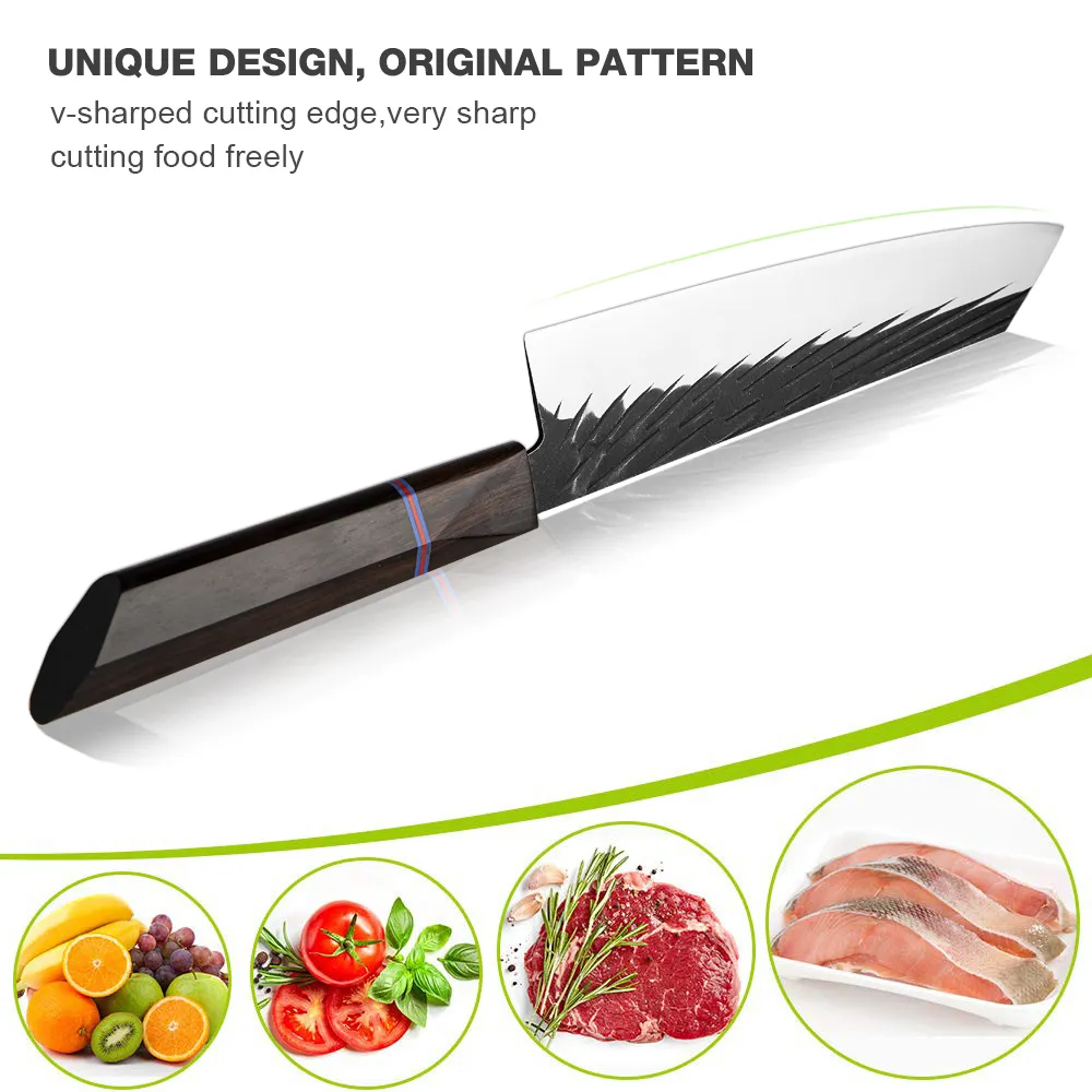 XITUO Kitchen knives Handmade Forged Japanese Sharp Chef Knife 440C Steel Cleaver Kiritsuke Santoku Utility Paring Knife