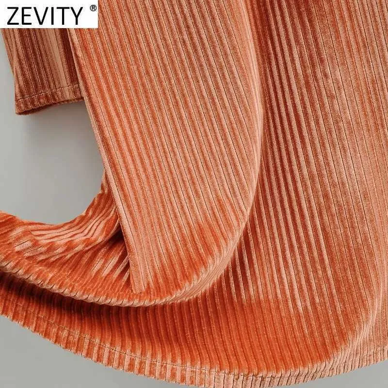 Zevity Women Fashion O Neck Solid Color Velvet Kneeth Dress Female Back Zipper Casual Slim Party Vestido Chic Dresses DS4805 210603