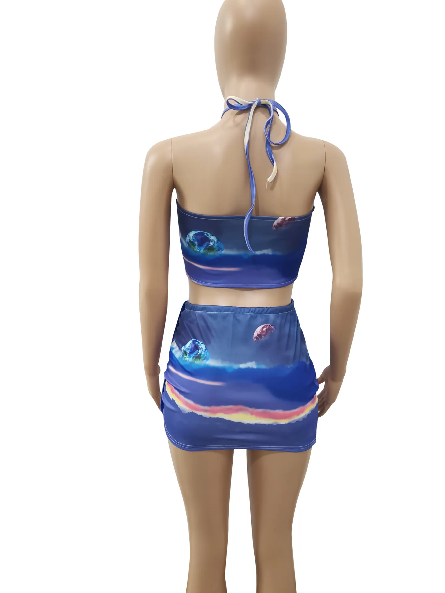 Tenues d'anniversaire de vacances pour femmes ensembles de deux pièces bandage bandage tops et gaine mini jupes en robe crayon fête club de nuit porte 210525