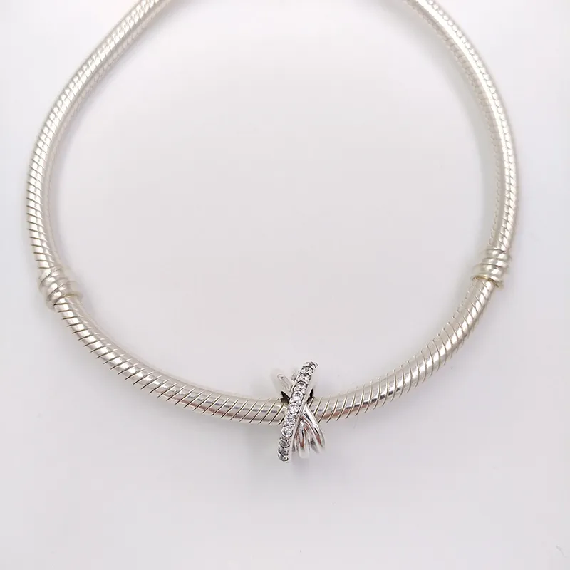 Ciondoli di cristallo setto gioielli che creano forniture Galaxy Spacer Charm Pandora bracciali in argento braccialetto da donna catena collana con ciondolo perline regalo festa della mamma 791994CZ
