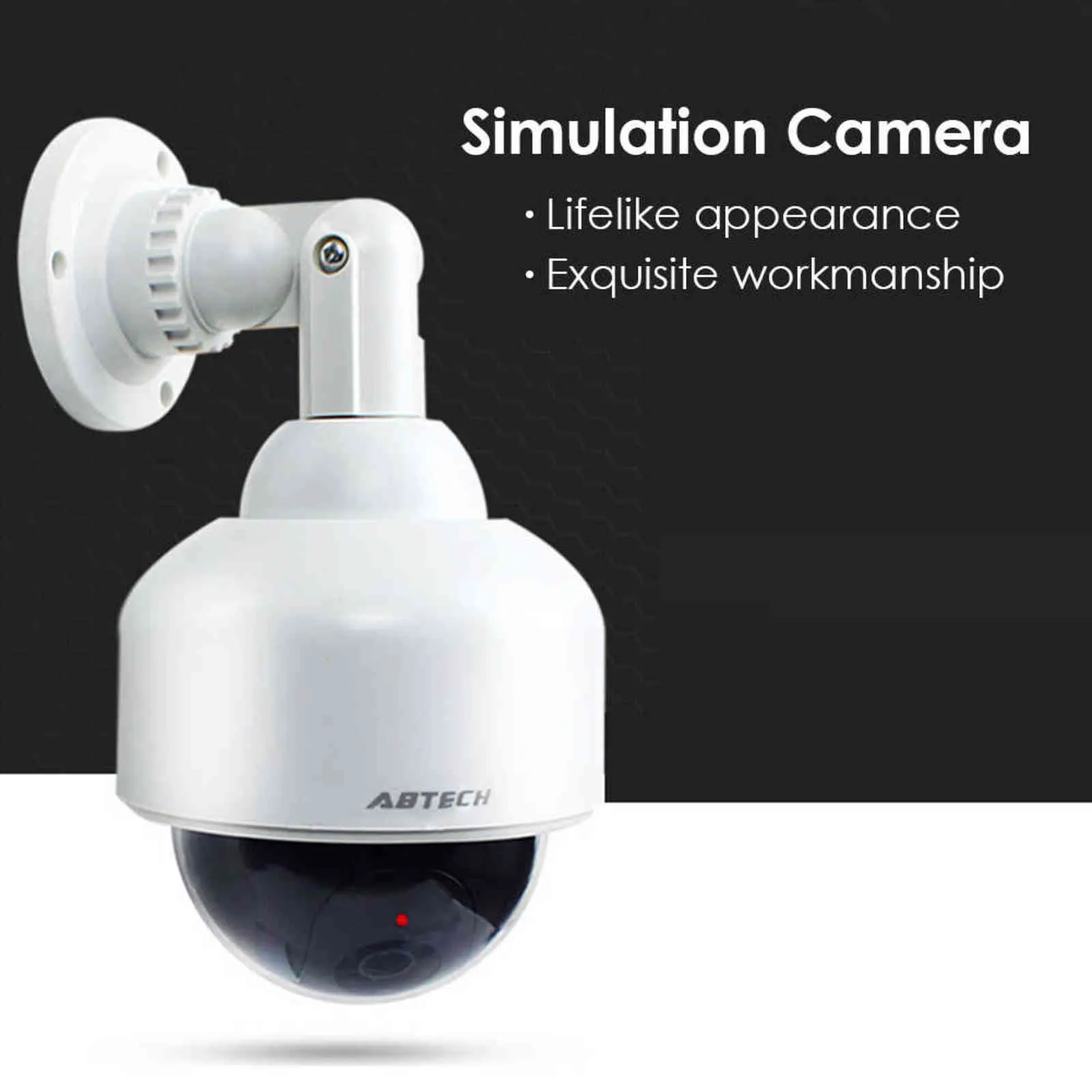라운드 볼 가짜 더미 카메라 배터리 전원 360도 회전식 플래시 LED 시뮬레이션 감시 CCTV 보안 모니터 H1117271439