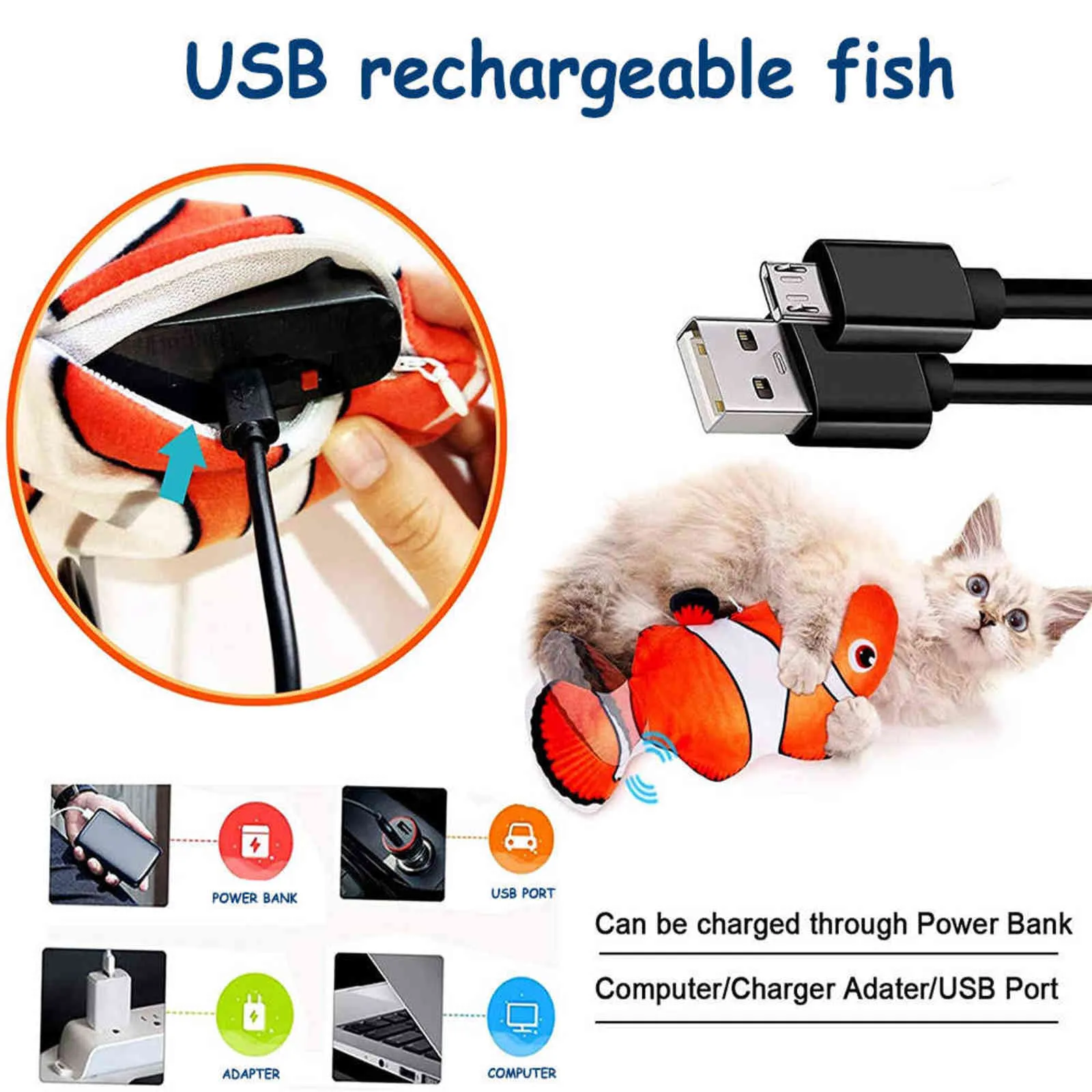 Brinquedo Elétrico para Gato 3D Peixe Carregamento USB Simulação Peixe Brinquedos Interativos para Gatos Brinquedo para Animais de Estimação Engraçado Disquete Gatos Cachorro Brinquedos para Morder 211122