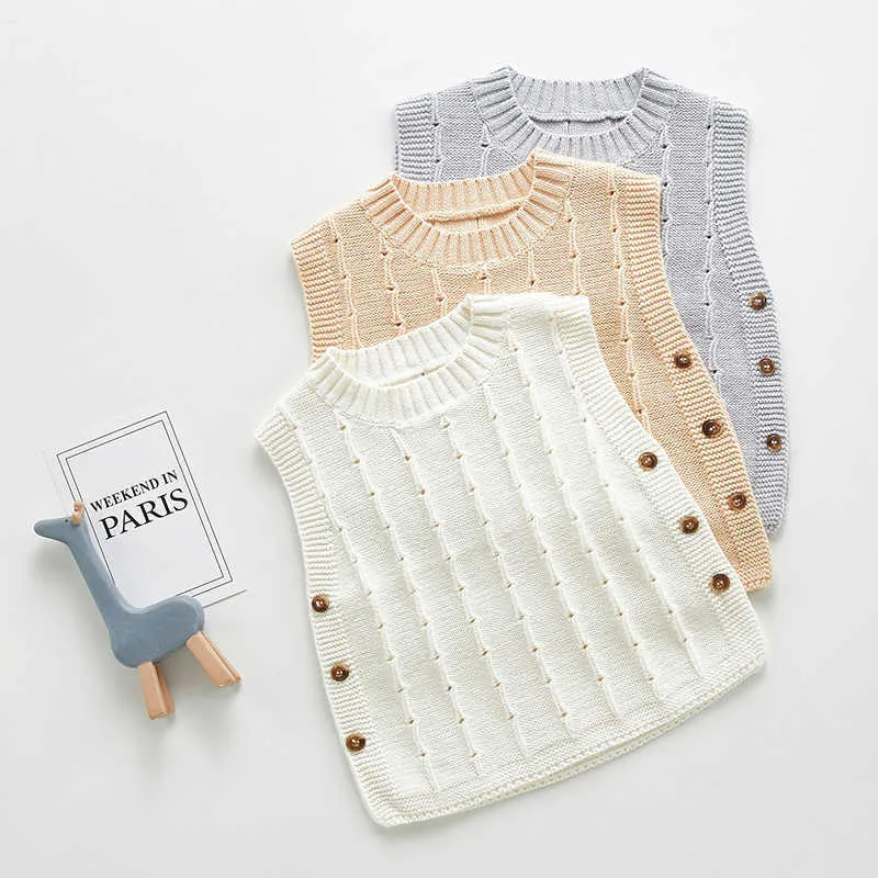 Bear Leader Spring Autumn Girls Boy Knitted Vests Fashion Toddler Baby Casual Waistcoats born Korean Style Sweaters 0-3 Years 210708