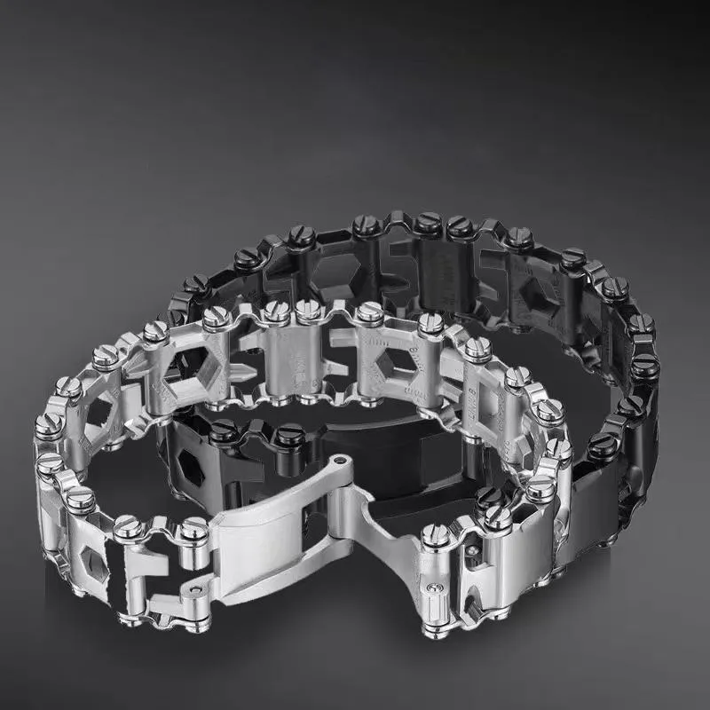 Uhrenarmbänder Werkzeug Armband Lauffläche Multifunktions-Outdoor-Bolzentreiber-Kits Reise Tragbares Fahrrad Edelstahl-Armband2859