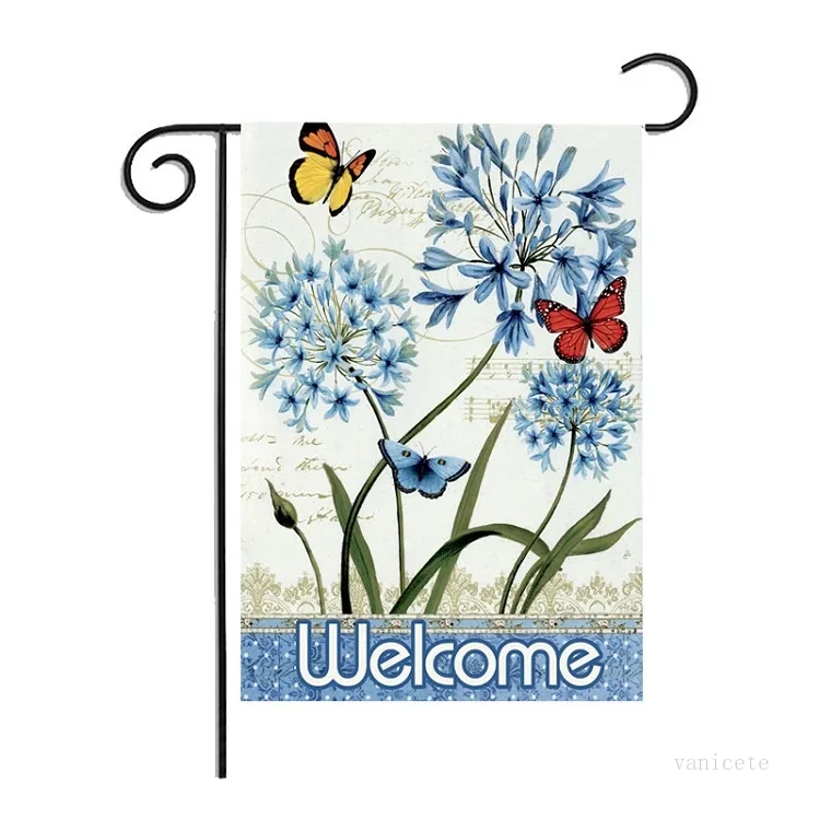 Butterfly Spring Flag Linen Garden Flag Dwustronny druk do domu na świeżym powietrzu Święto Dziękczynienia Flagi Flagi imprezowe 11 -styl T2I5195931531