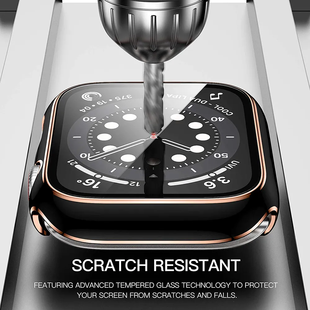 Apple Watch Case 45mm 44mm 44mm 42mm 커버 템퍼링 유리 필름 Iwatch 87756538 용 360 전체 화면 보호기 범퍼 프레임 무광택 사례