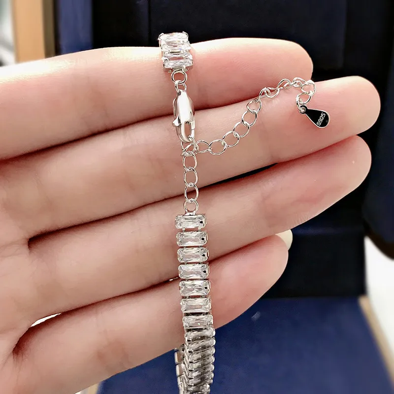 Oevas 100% 925 sterling zilver 3 * 5mm volledige hoge koolstof diamant armband voor vrouwen sprking bruiloft fijne sieraden geheel