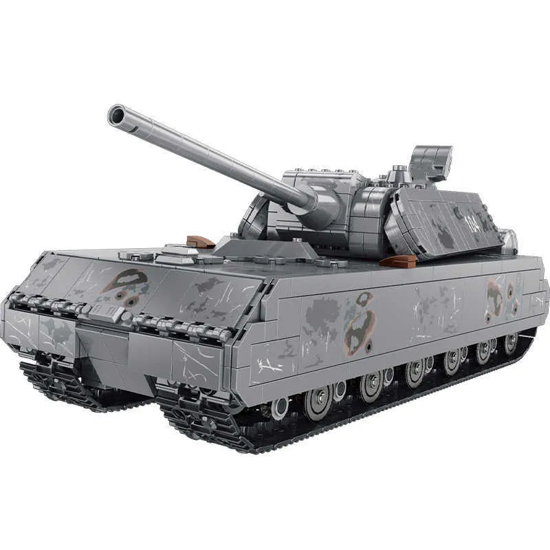 Militaire Duitse Panzer VIII Maus Tank Bouwsteen Leger Soldaat Leopard 2 Main Battle Bricks Kinderen Kinderen speelgoed Geschenken Q0624