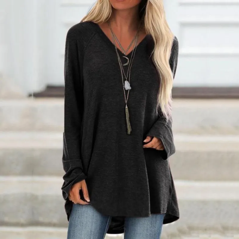 Female Clothes Spring Autumn S-8XL Oversized T-shirt Solid Long Sleeve Loose Cotton Casual Harajuku Tunic Tees Top Women's 220315
