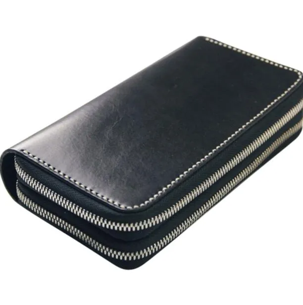 Double Zipper Wallet Det mest eleganta sättet att bära runt pengarkort och mynt män läderväska korthållare långa affärskvinnor 214T