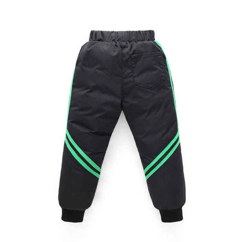 Утолщение зимних брюк для мальчиков девочек высокая талия теплые детские одежды водонепроницаемые дети мальчик модные брюки длинные 211103