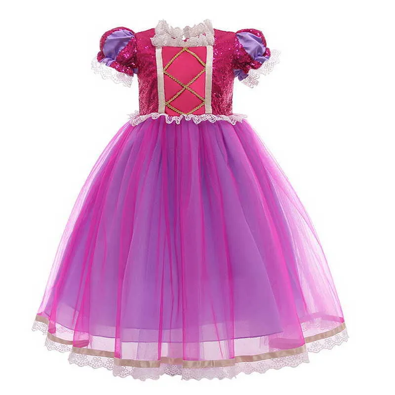 Commercio all'ingrosso Primavera Ragazza Halloween Cosplay Dress Manica corta Cartoon Princess Party Eseguire Abbigliamento bambini E2615 210610