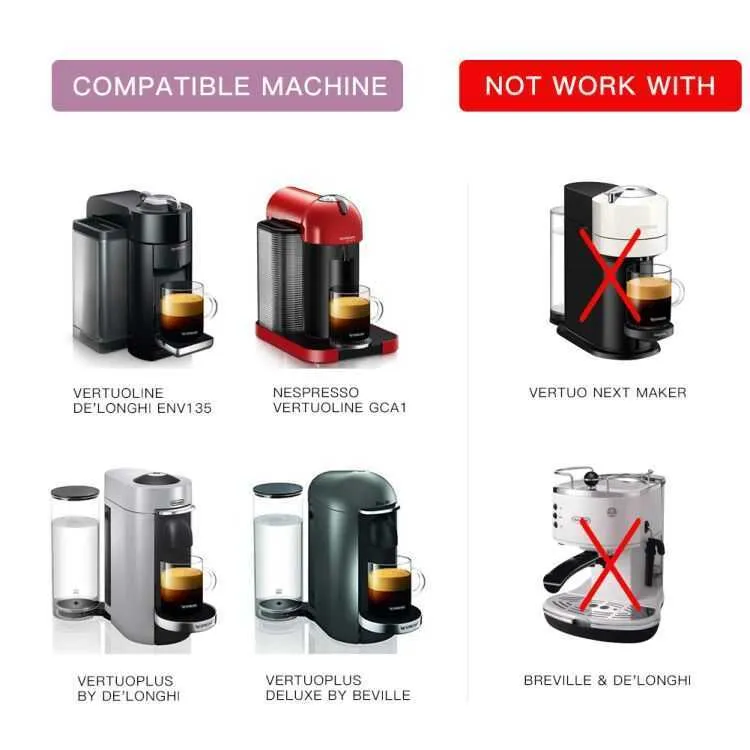 ICafilas 230ml Upgrade Stainless Steel Reusable Vertuo Coffee Capsule For Nespresso VertuoLine Plus Machine & ENV 135 211008