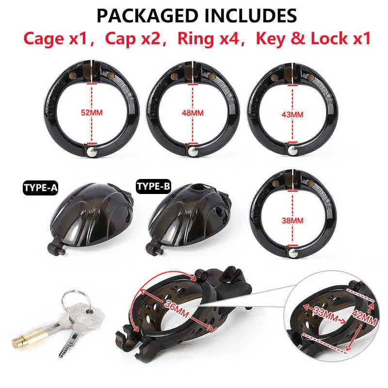 NXY Cockrings 2021 ARRIVAL Openable Quick Disassemble Cap Flip Male Chastity Cock Cage with Penis Rings Sleeve Toys 1124