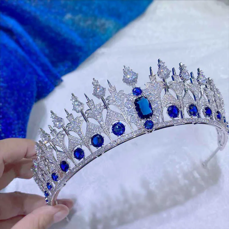 Couronne de princesse royale européenne luxe CZ coiffure de mariée accessoires de cheveux de mariage coiffure de fête bijoux de fiançailles A00913 X0625